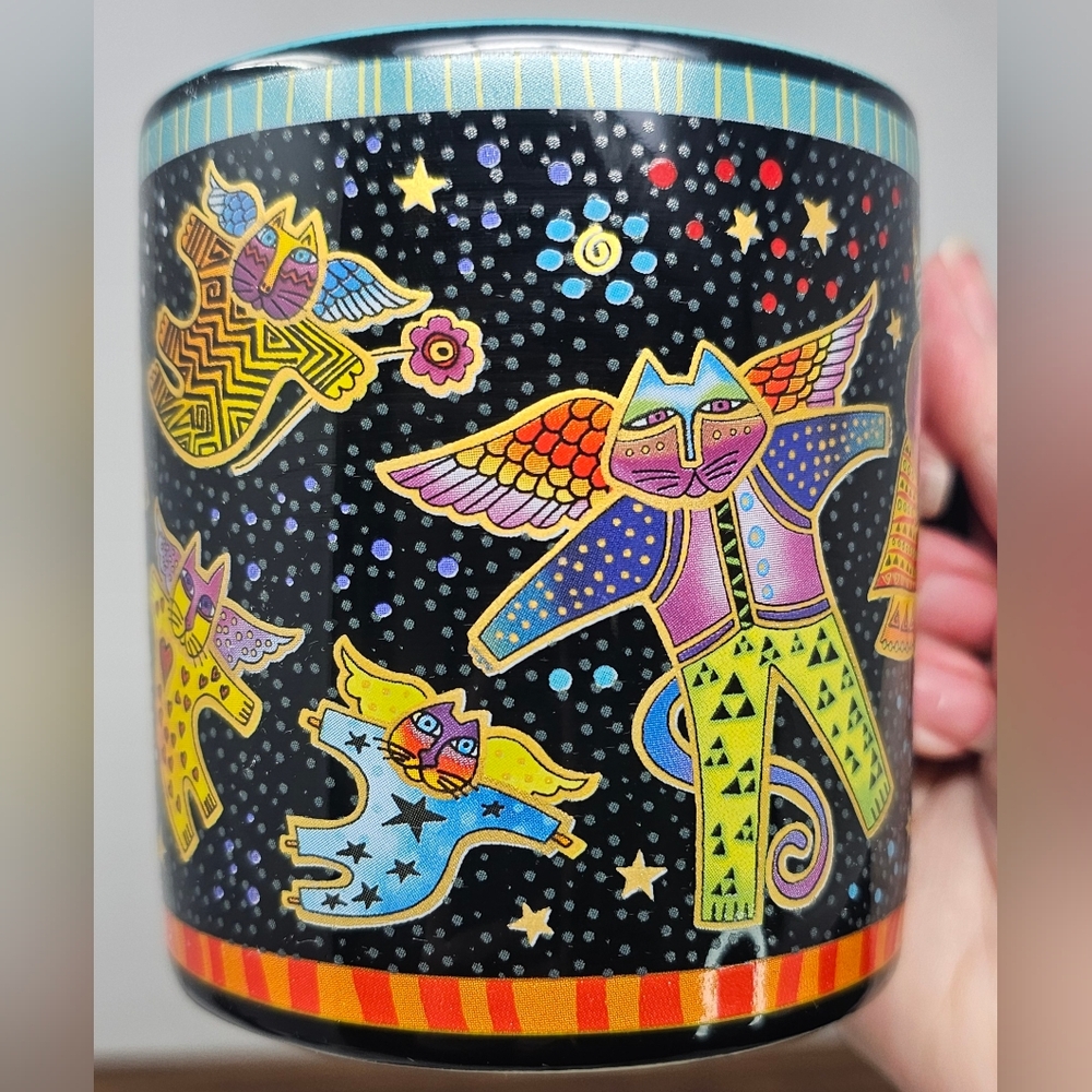 Rare Laurel Burch Wine Things Fabulous Felines Whimsical 2009 Ceramic Mug Cats - Picture 3 of 12